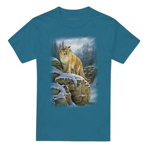 Wild Wings Unisex Adult Wildlife Misty Canyon Cougar T-Shirt / Slate